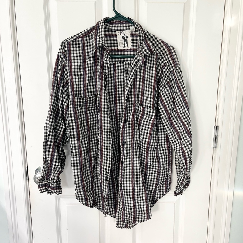 Vintage Boomclub co gingham plaid button down shirt womens large